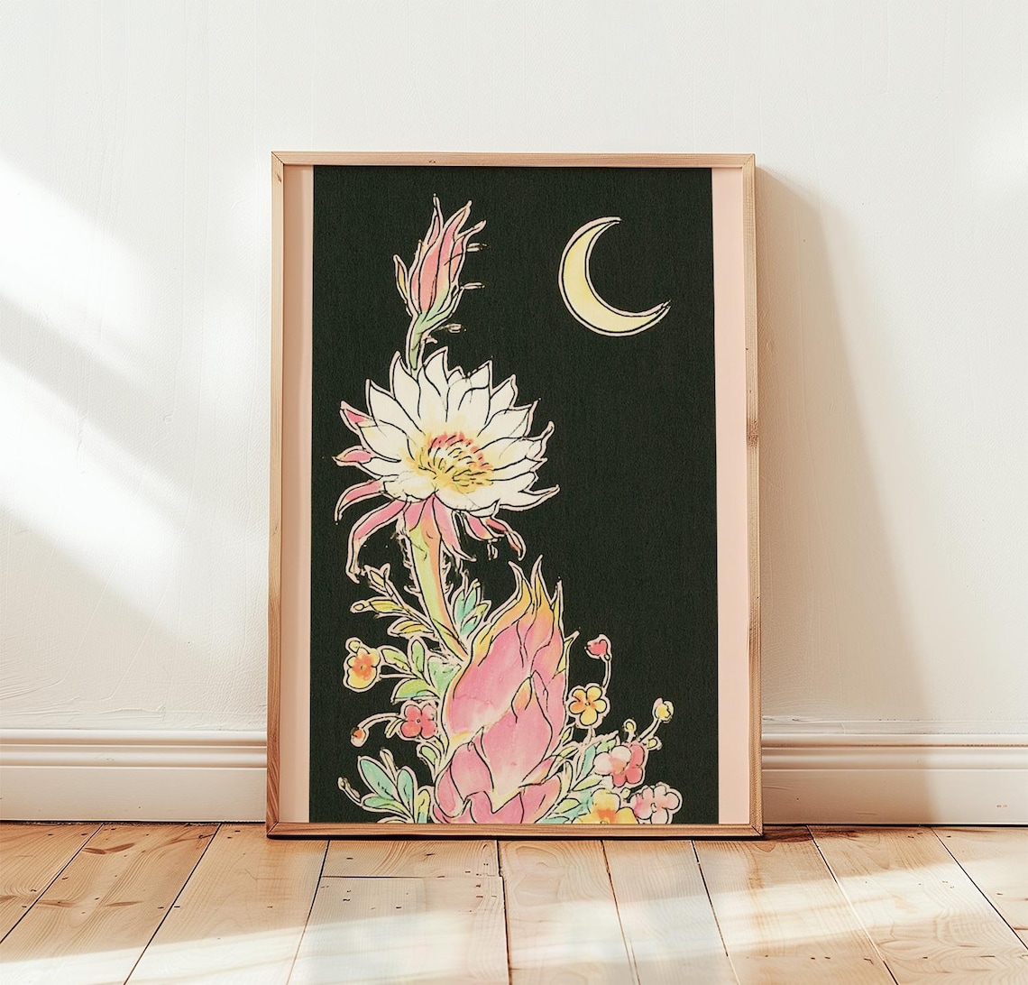 Pink Dragon Fruit, Celestial Art Print