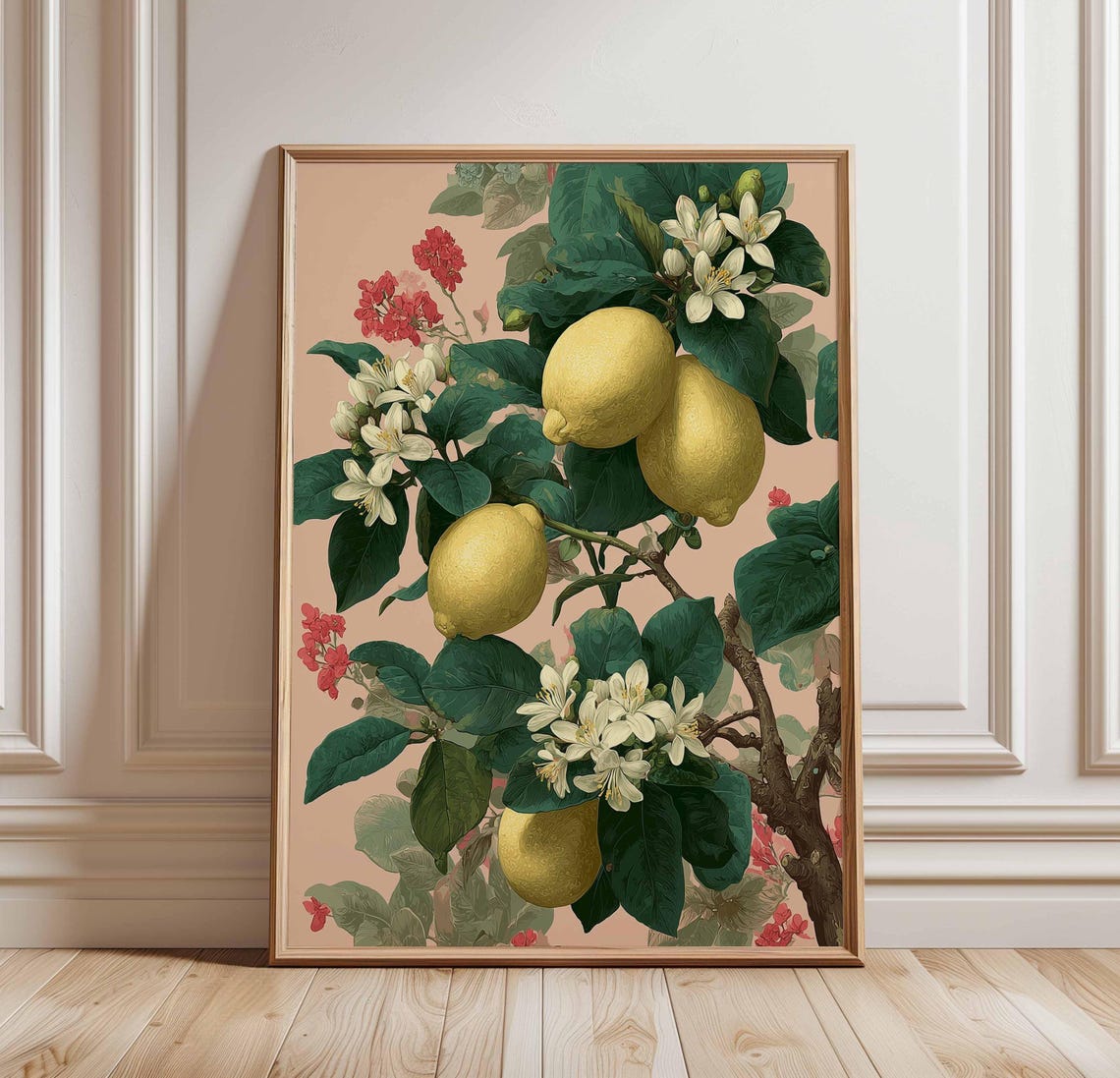 Lemon Botanical Print Citrus Fruit Wall Art Vintage Tree Poster Italian Kitchen Decor Floral Illustration