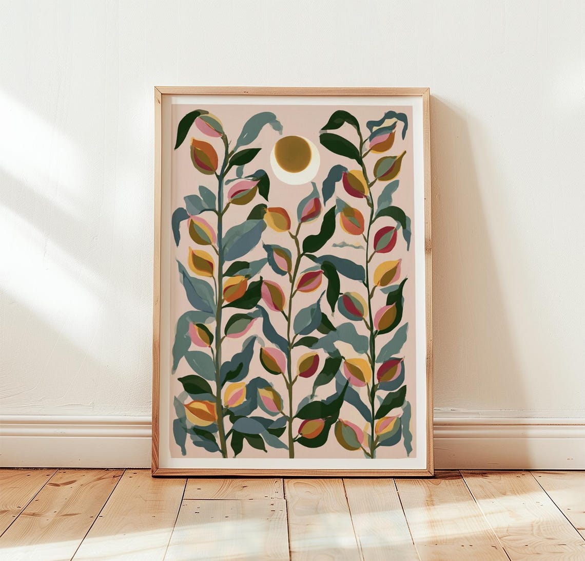 Abstract Botanical Poster Scandinavian Wall Art Modern Nature Print