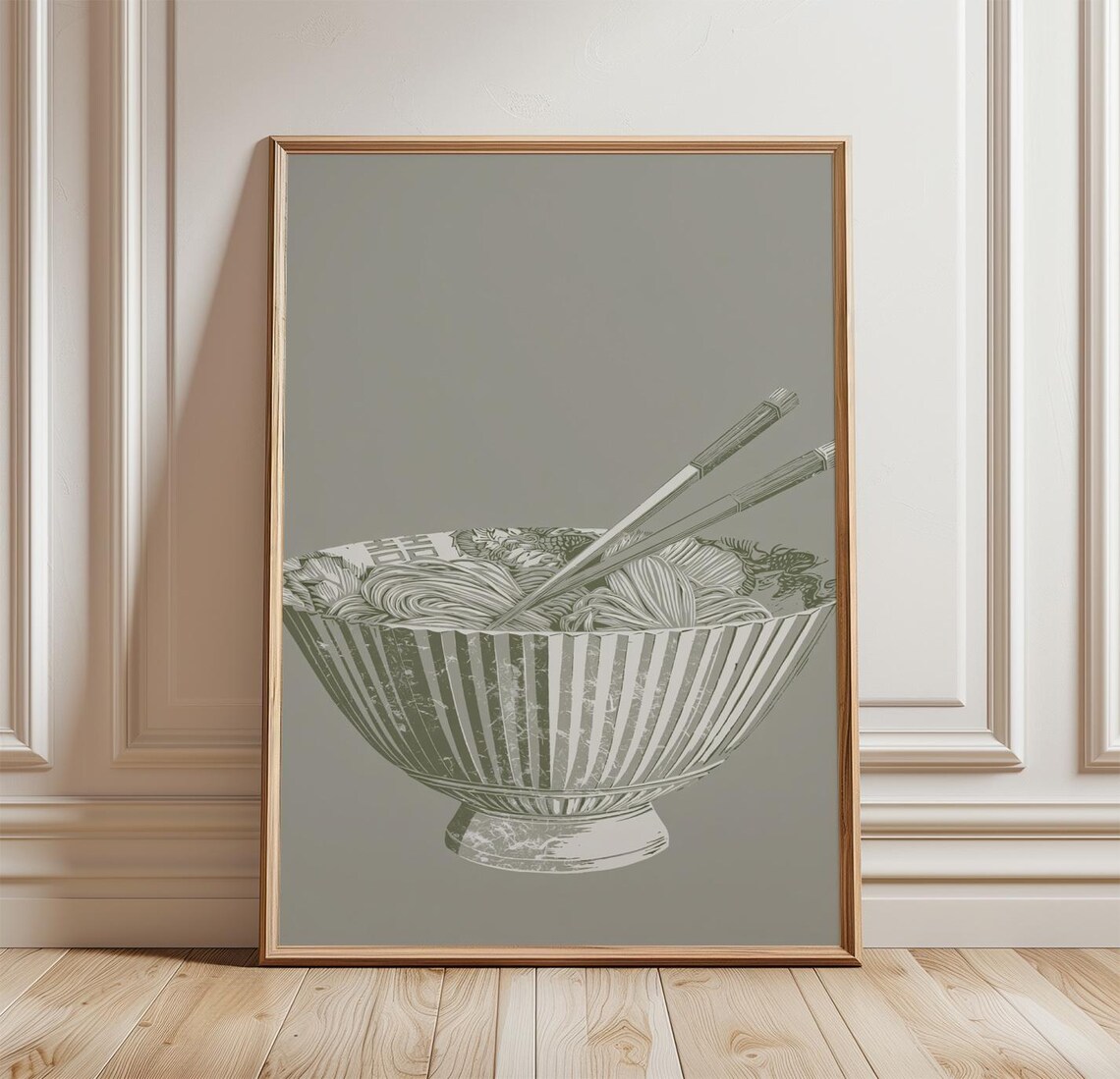 Japanese Ramen Kitchen Wall Art, Linocut Food Print