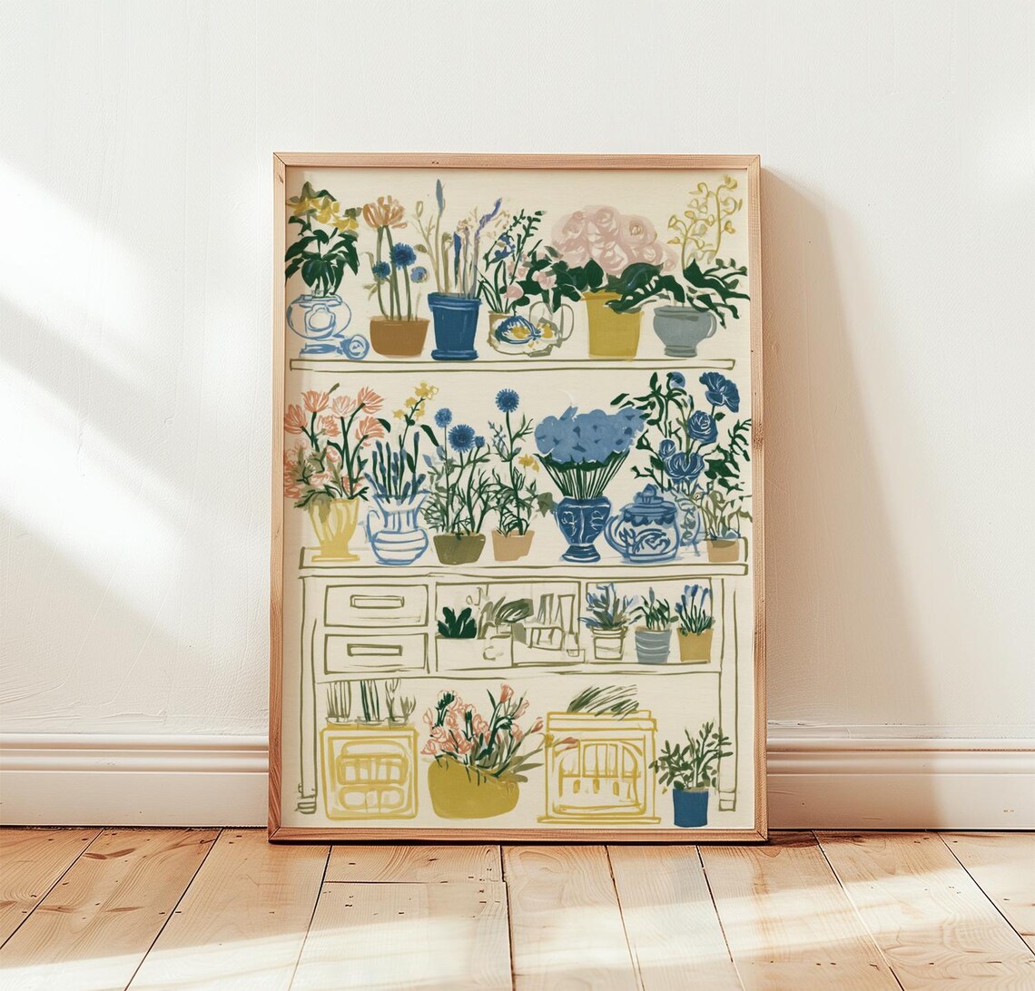 Flower Shelf Botanical Poster Print