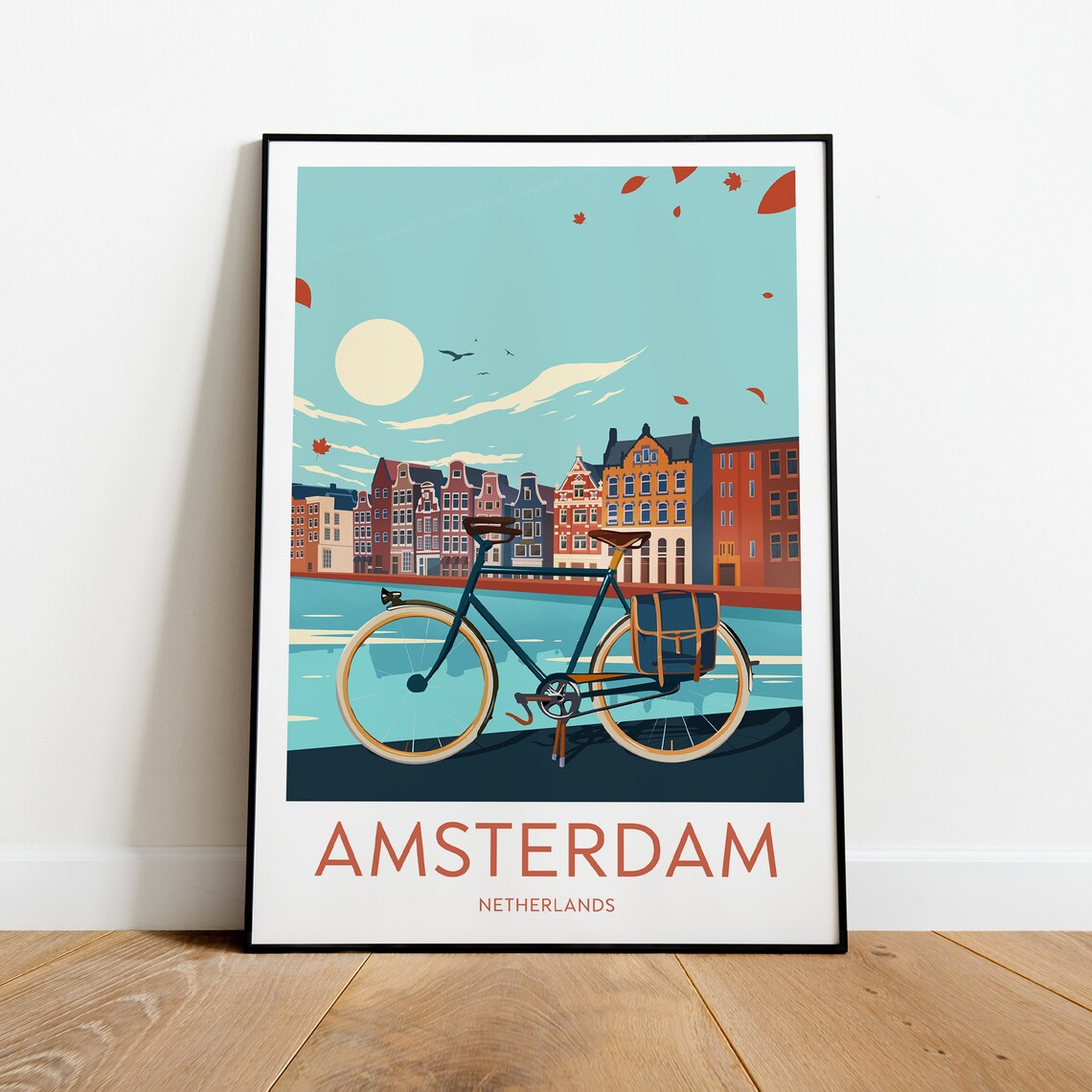 Amsterdam Netherlands Canal Houses And Classic Bicycle Poster