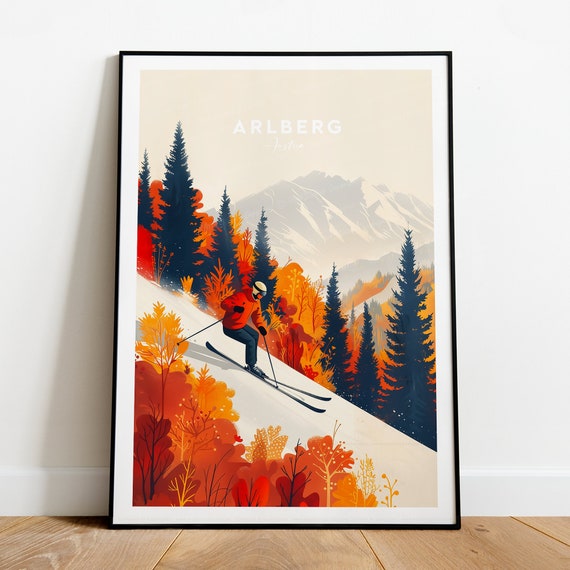 Arlberg Traditional Travel Print Austria Arlberg Poster Ski Resort Vorarlberg Poster Ski Art Wedding Gift Birthday