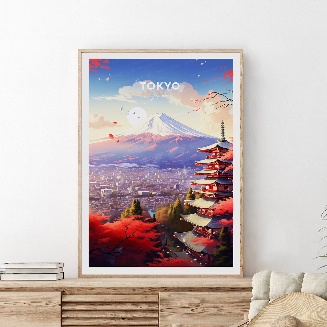 Tokyo Japan Mount Fuji Red Pagoda Autumn Maples Travel Poster - Image 2