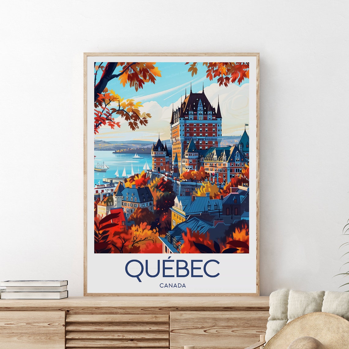 Québec Canada Château Frontenac Autumn Old Town Travel Poster