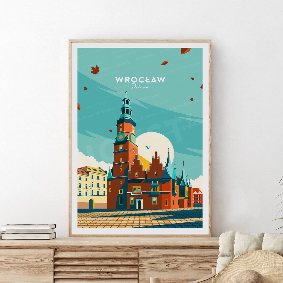 Wroclaw Poland Old Town Hall Tower Autumn Market Square Poster