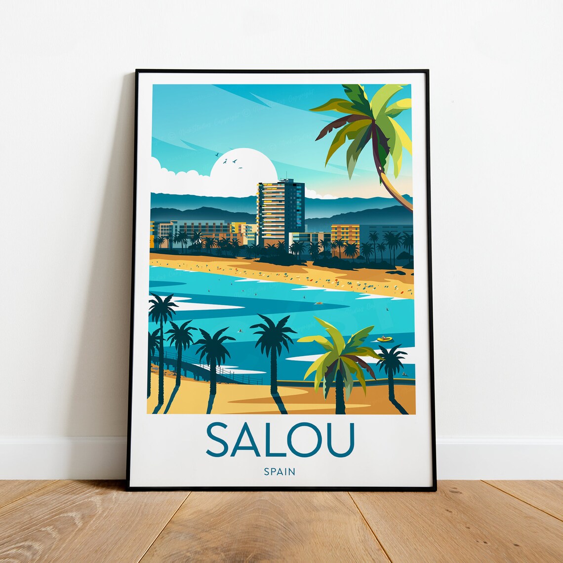 Salou Spain Palm Beach Coast Sunset City Skyline Travel Poster - Image 2