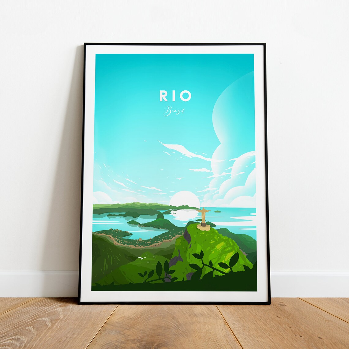 Rio de Janeiro Christ the Redeemer Sparkling Bay View Travel Poster - Image 2