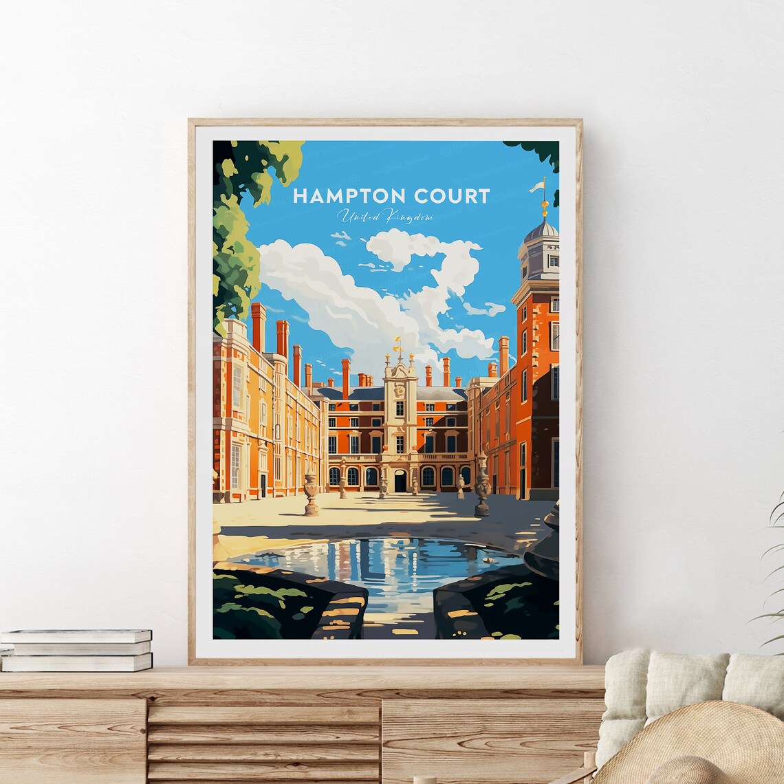 Hampton Court Palace Historic Courtyard London Travel Poster