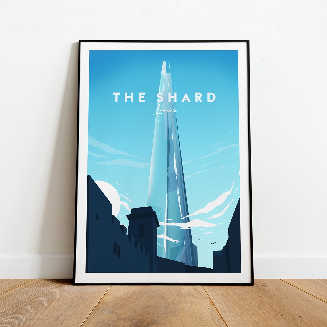 The Shard London Glass Skyscraper Blue Sky Travel Poster England - Image 2