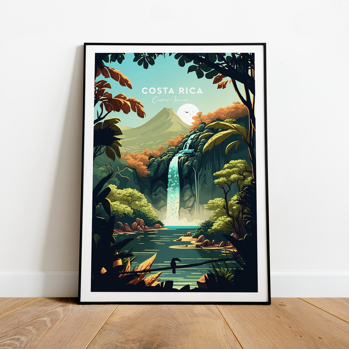 Costa Rica Tropical Waterfall Deep in Lush Rainforest Poster