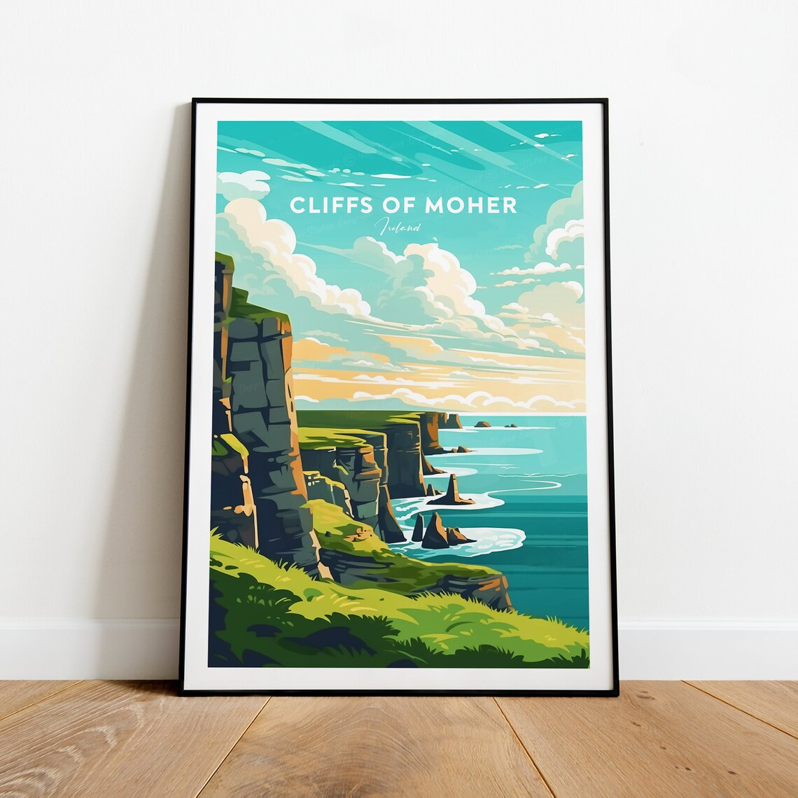 Cliffs Of Moher Ireland Sunset Sea Cliffs Scenic Travel Poster - Image 2