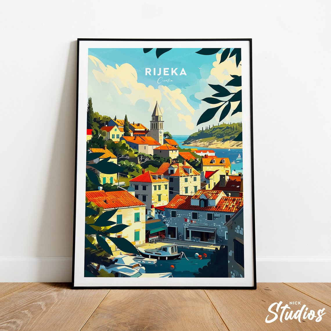 Rijeka Croatia Traditional Coastal Old Town Harbor View Poster