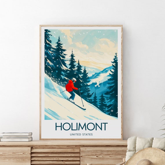 Holimont Travel Print United States Holimont Ski Poster Snowboarder Poster Holimont Mountains Wall Art Ski Art Wedding Gift