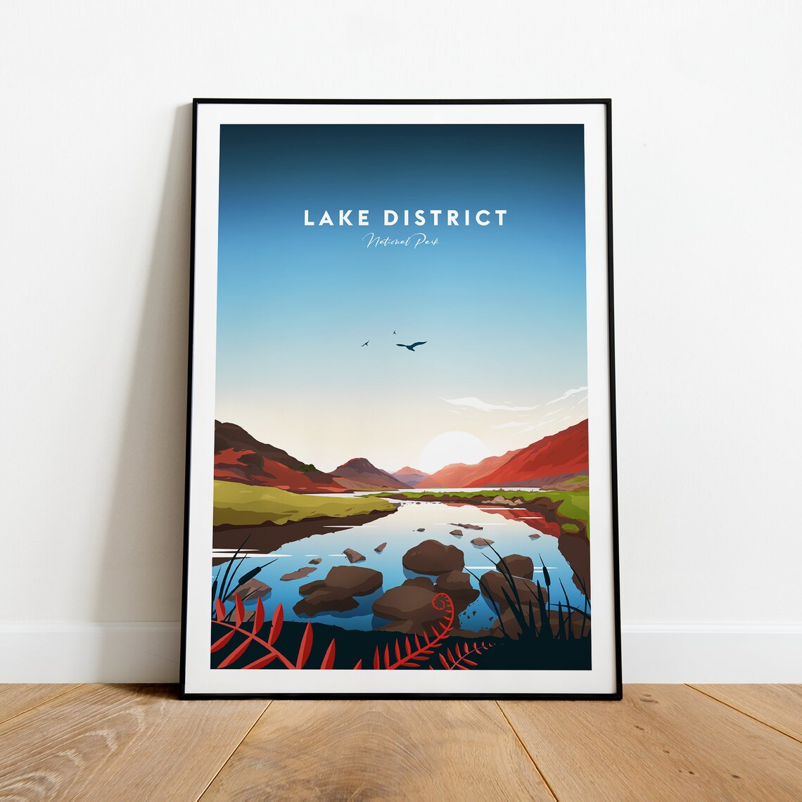 Lake District National Park River Sunrise Fells Travel Poster