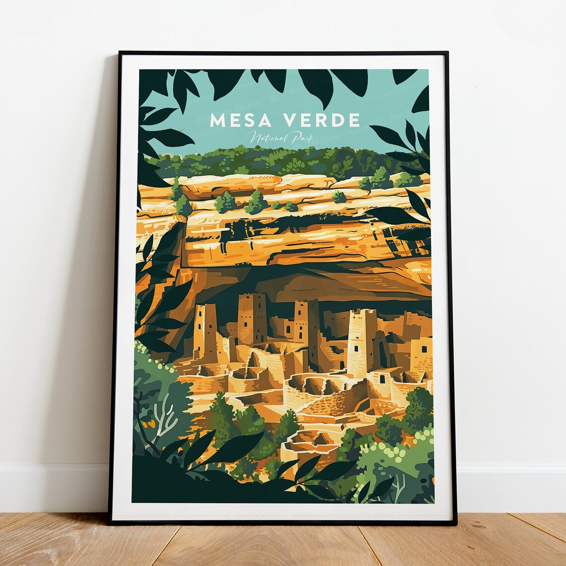 Mesa Verde National Park Cliff Dwellings Canyon Travel Poster - Image 2