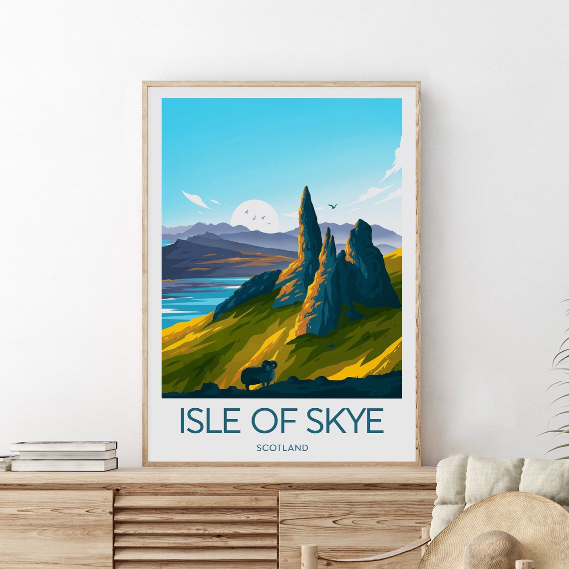 Isle Of Skye Scotland Storr Pinnacles Sheep Sunset Travel Poster