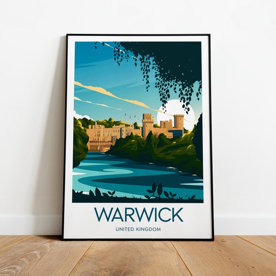Warwick Travel Print United Kingdom Warwick Castle Poster Wedding Gift Birthday
