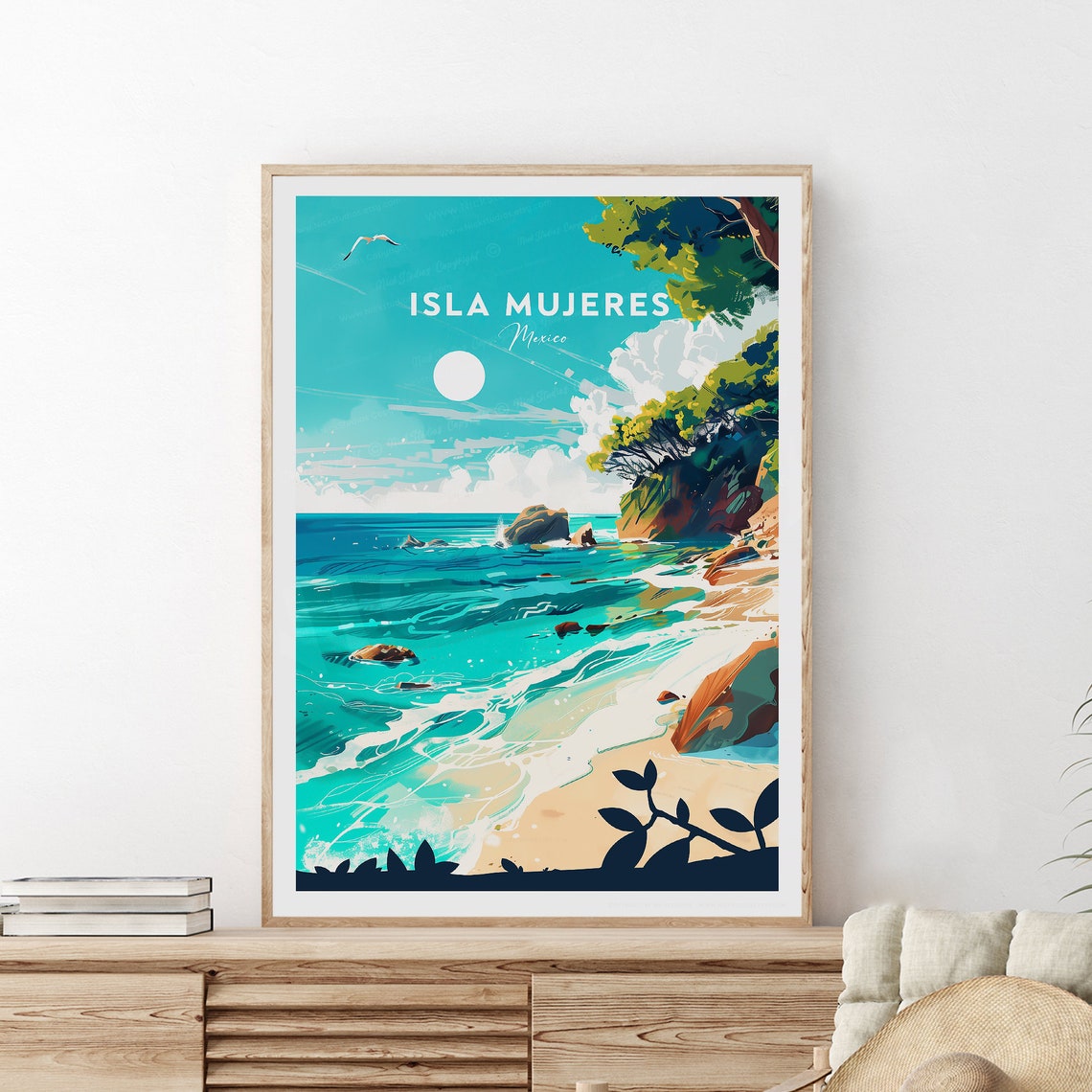 Isla Mujeres Mexico Turquoise Bay Rugged Cliffside Beach Poster