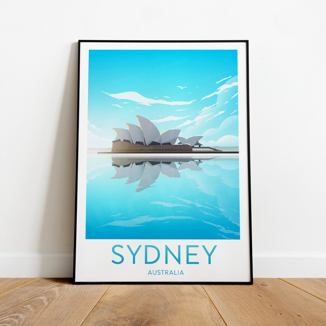 Sydney Opera House Harbour Morning Reflection Blue Sky Poster