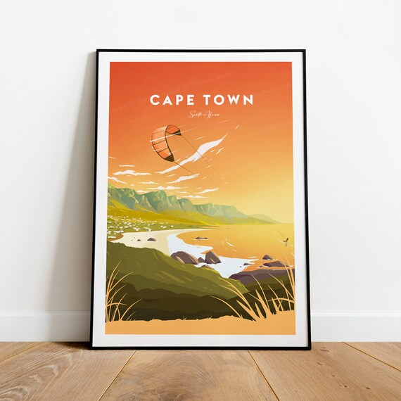 Cape Town Traditional Travel Print South Africa Cape Town Print Cape Town Poster South Africa Wedding Gift Birthday