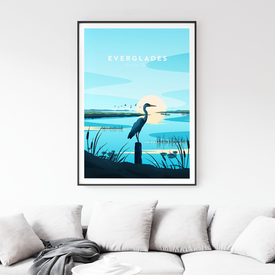 Everglades National Park Heron Sunset Wetlands Travel Poster - Image 2