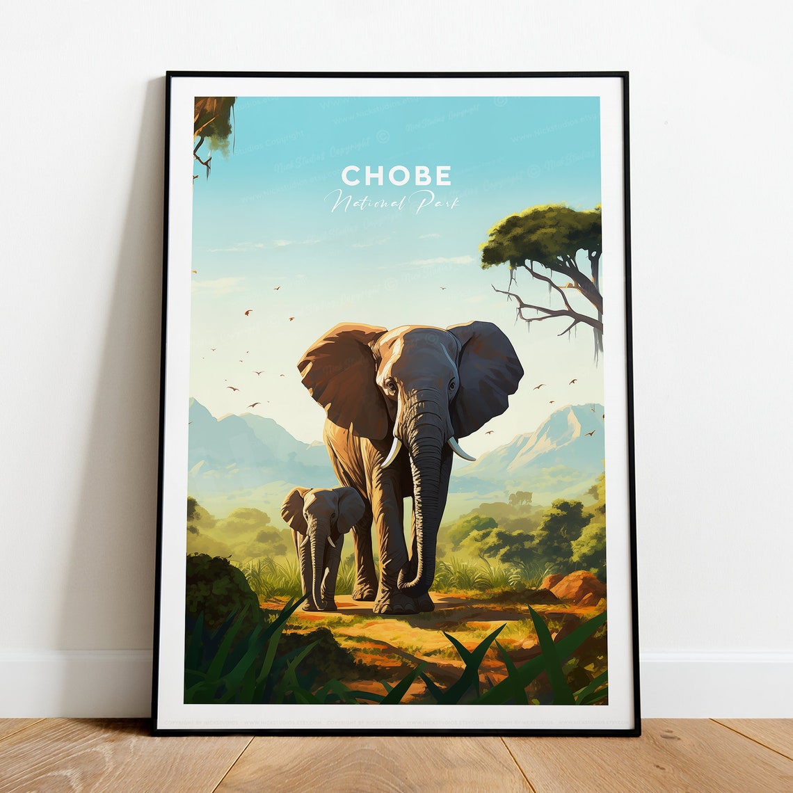 Chobe National Park Botswana Elephant Safari Wildlife Travel Poster