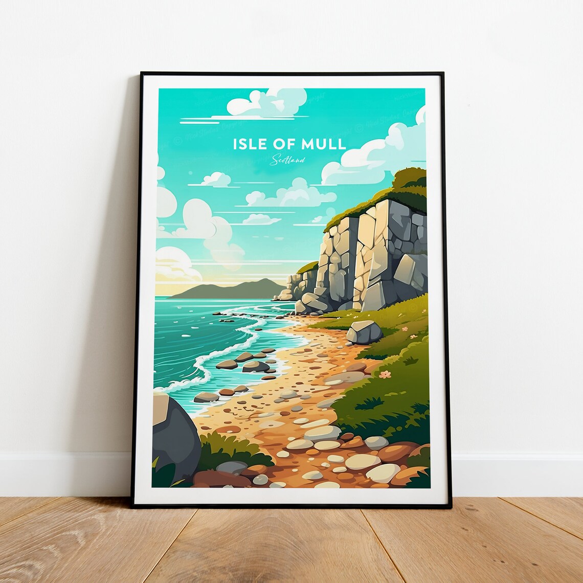 Isle Of Mull Scotland Rocky Beach And Sea Cliffs Coastline Poster