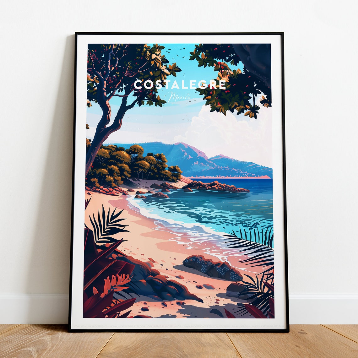 Costalegre Mexico Tropical Beach Paradise Palm Trees Travel Poster - Image 2
