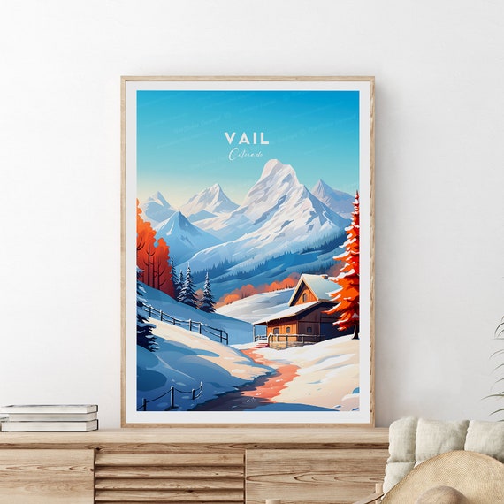 Vail Traditional Ski Print Colorado Vail Poster Wedding Gift Birthday