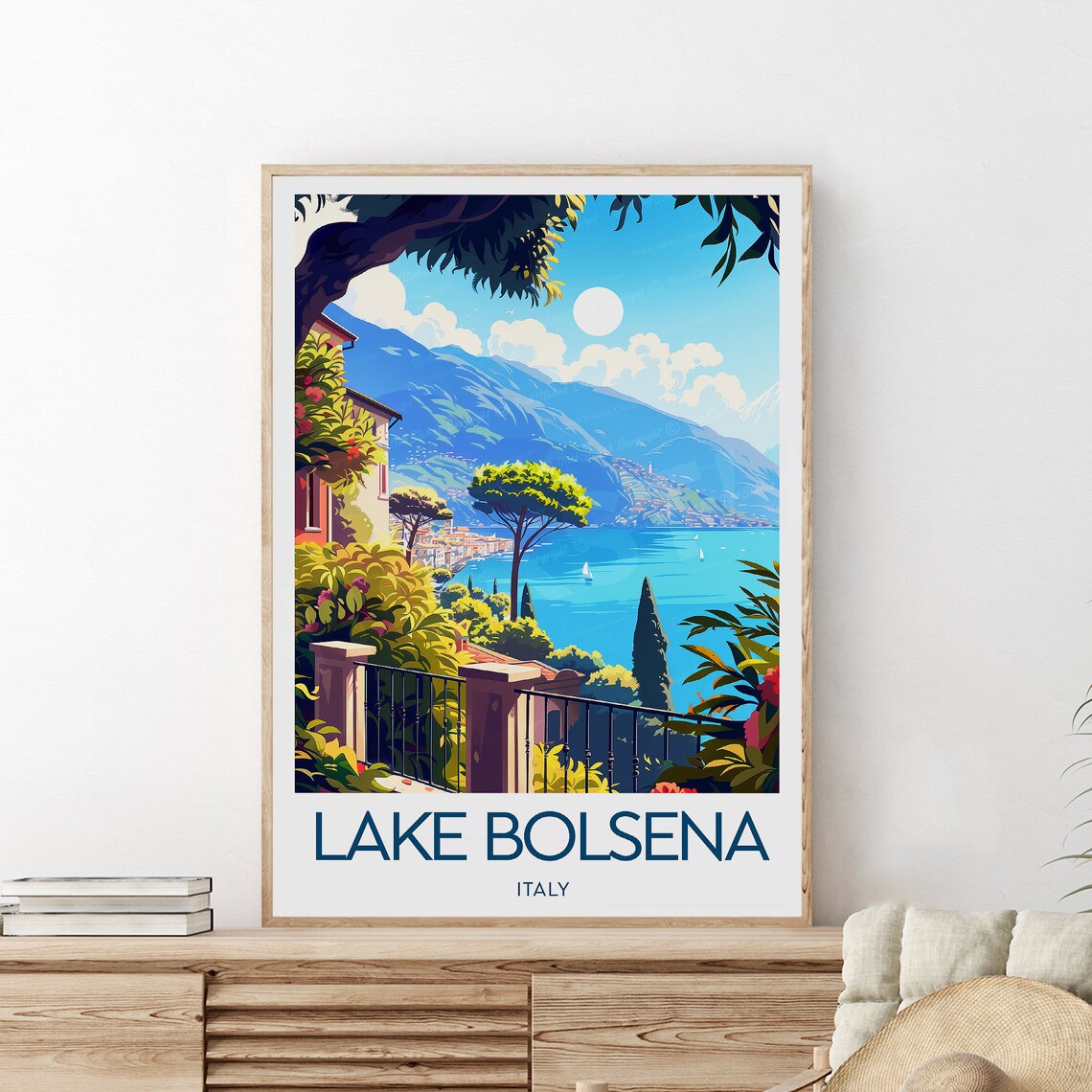 Lake Bolsena Italy Terrace Over the Lake Mountain View Poster - Image 2
