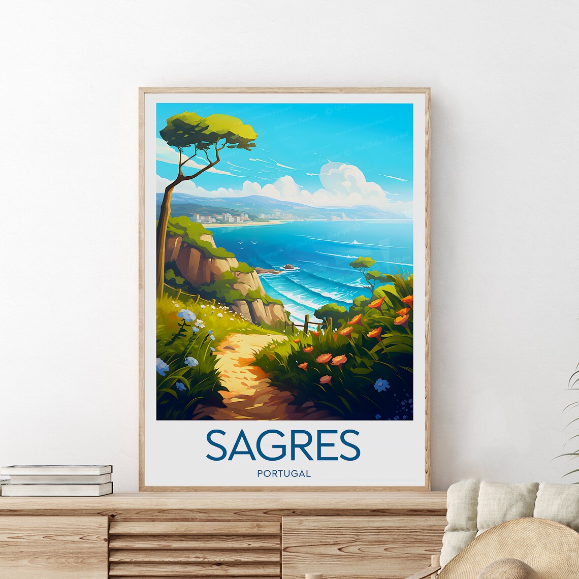 Sagres Portugal Cliffside Path Wildflowers Atlantic Coast Poster