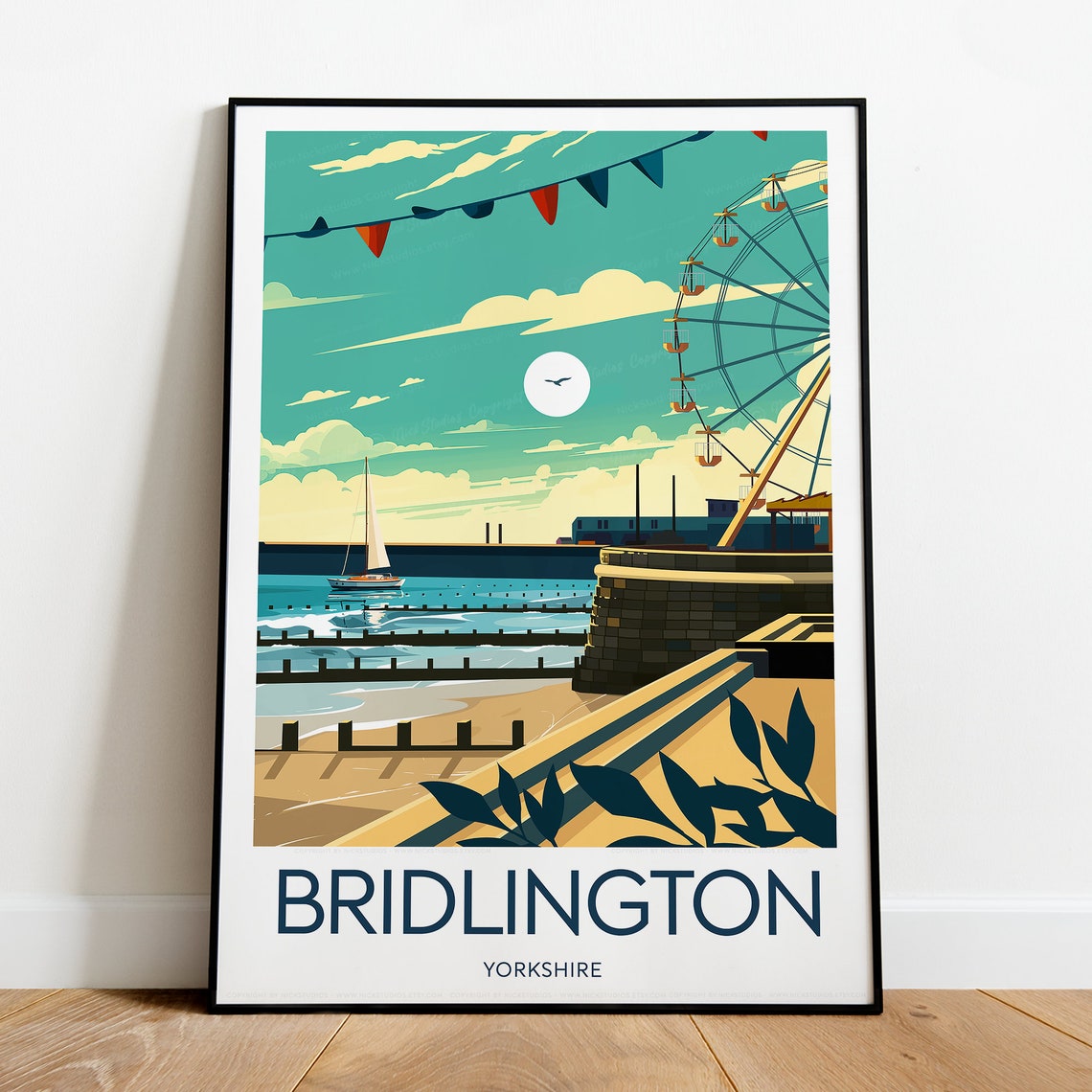 Bridlington Yorkshire Seaside Ferris Wheel Harbour Coast Poster