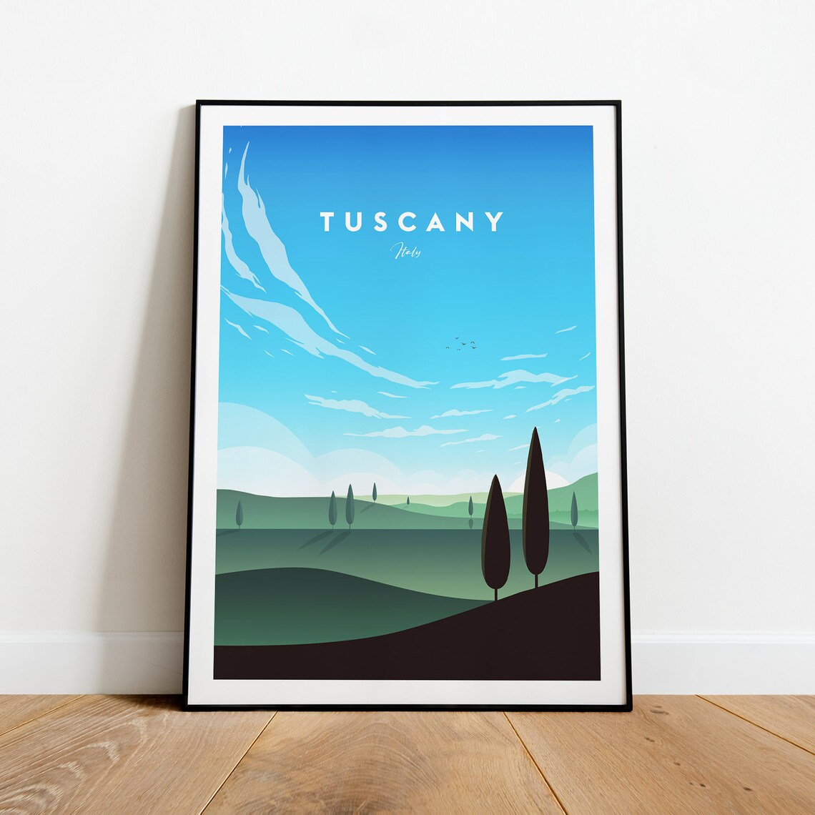 Tuscany Italy Rolling Hills Cypress Trees Countryside Travel Poster - Image 2