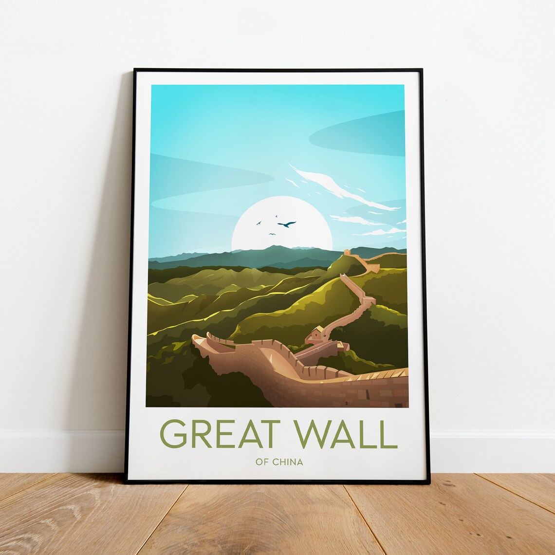 Great Wall of China Sunset Winding Hills Ancient Wonder Travel Poster - Image 2