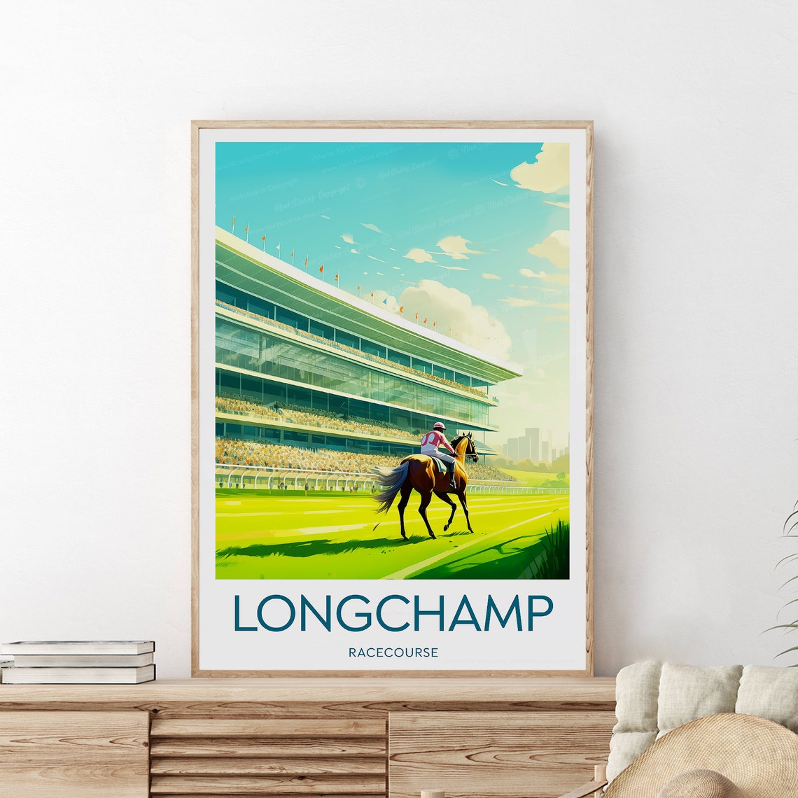 Longchamp Racecourse Paris Jockey Horse Racing Grandstand Poster
