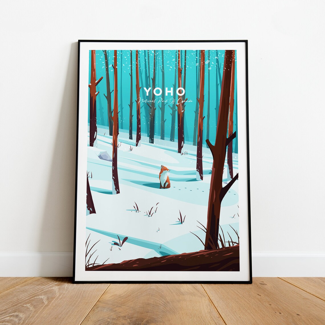 Yoho National Park Canada Winter Forest Red Fox Snow Scene Poster