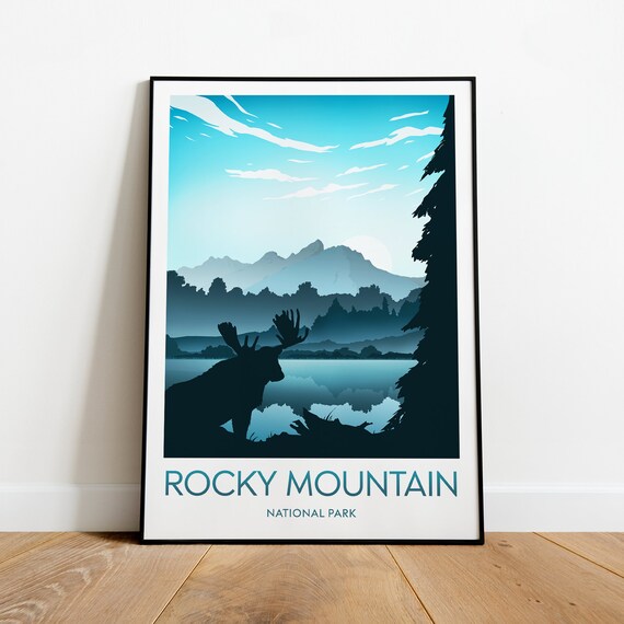 Rocky Mountain National Park Moose Lakeside Dawn Travel Poster