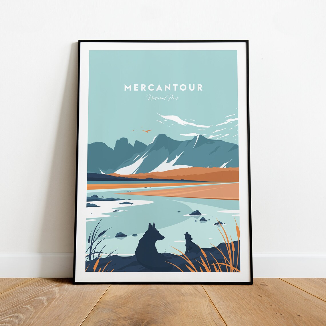 Mercantour National Park Foxes Alpine Lake Valley Travel Poster