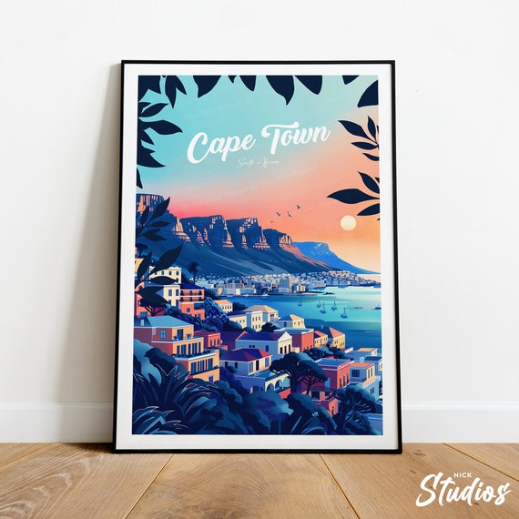Cape Town Traditional Travel Print South Africa Cape Town Print Cape Town Poster South Africa Wedding Gift Birthday