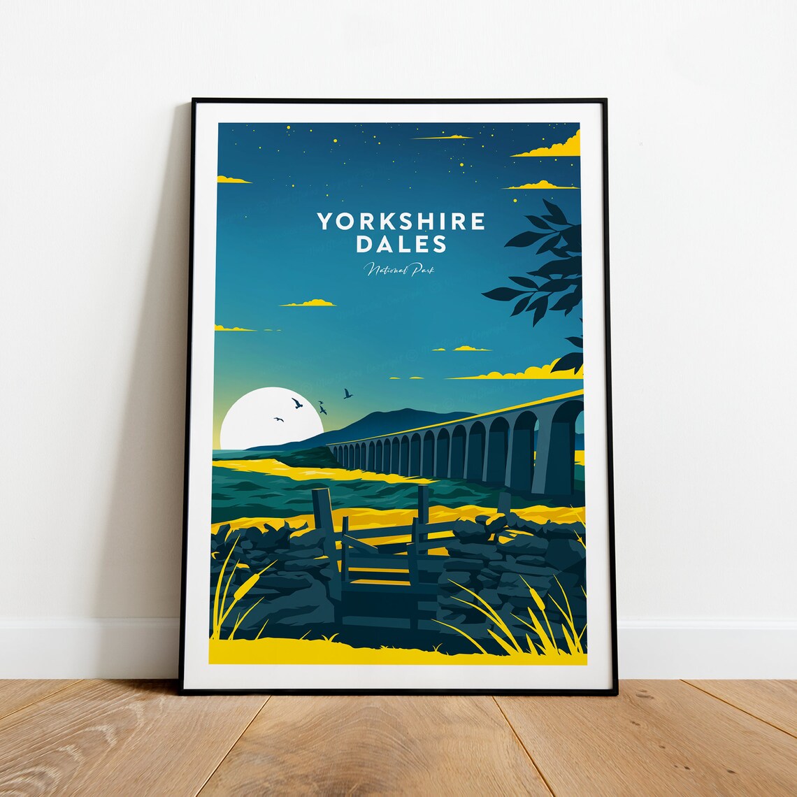 Yorkshire Dales National Park Viaduct Sunset Dusk Travel Poster - Image 2