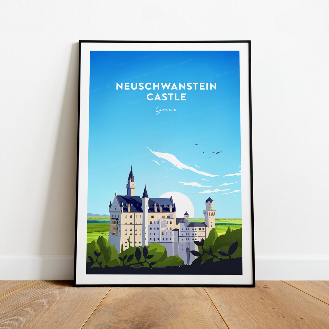 Neuschwanstein Castle Germany Fairytale Bavarian Alps Travel Poster