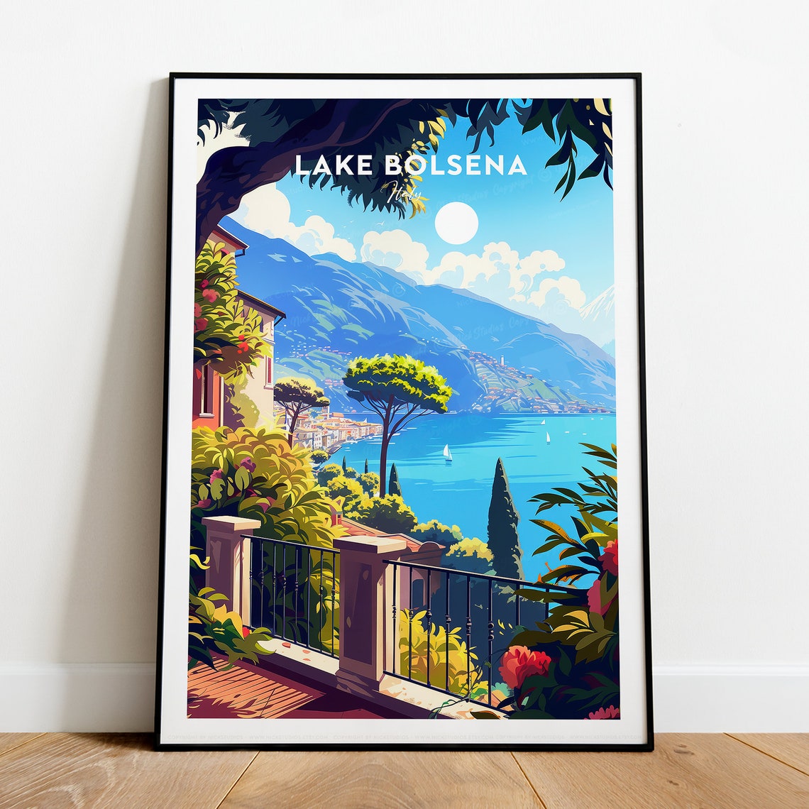 Lake Bolsena Traditional Travel Print Italy Lake Bolsena Print Lake Bolsena Poster Italy Print Italy Poster By Nickstudios - Image 2
