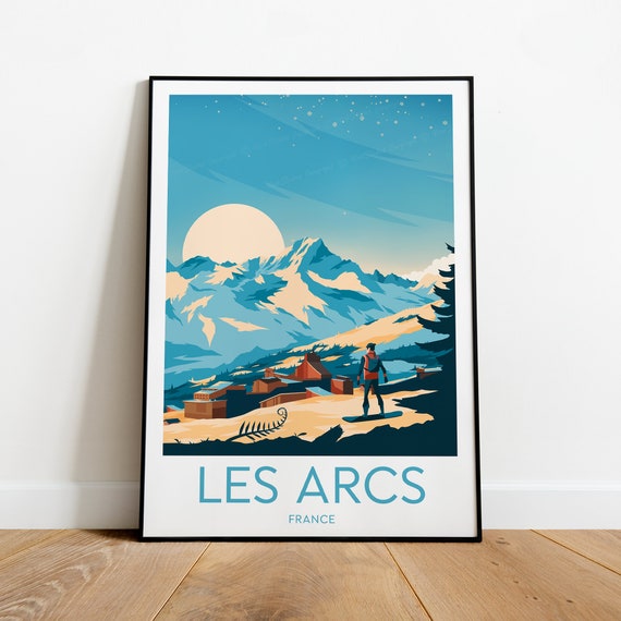 Les Arcs Travel Print France Les Arcs Poster Ski Poster Ski Resort Print Les Arcs Ski Wedding Gift Birthday