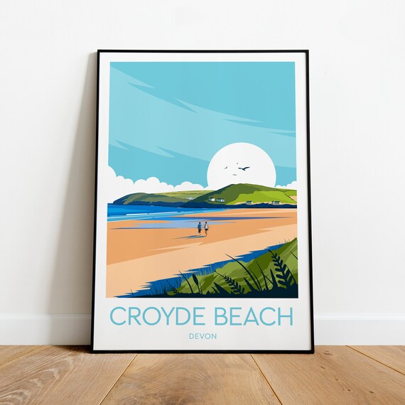 Croyde Beach Devon Wide Sands Headland Walk Sunny Travel Poster