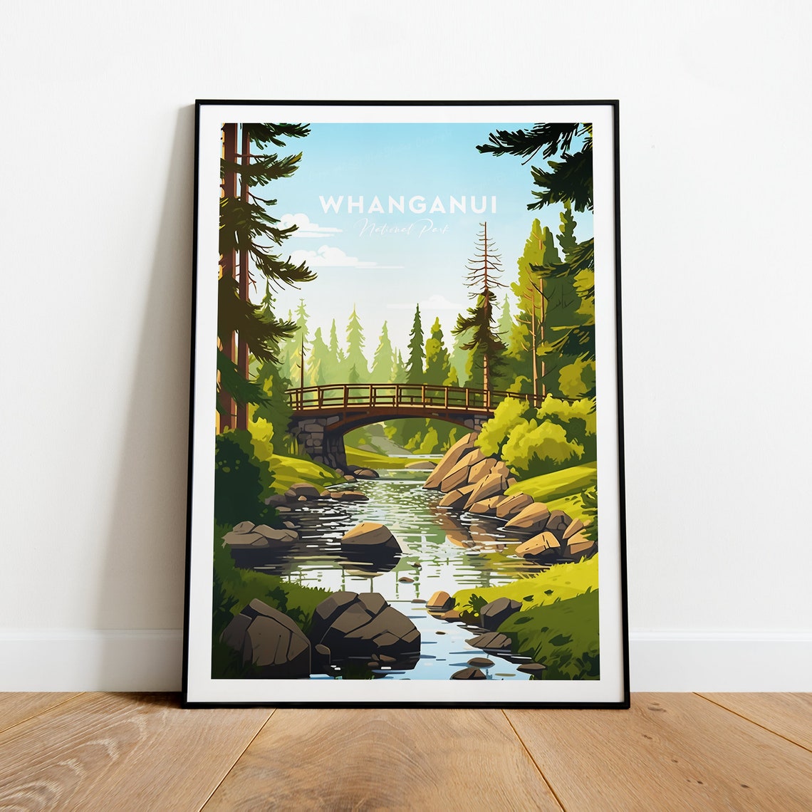Whanganui Traditional Travel Print National Park New Zealand Whanganui Poster Whanganui Print Wedding Gift Birthday