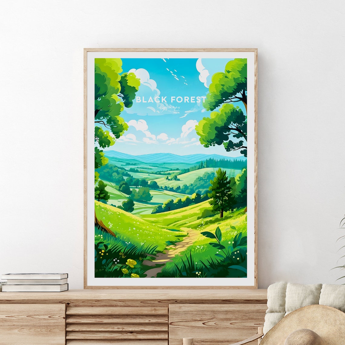 Black Forest Germany Lush Green Valley Hiking Trail View Poster - Image 2