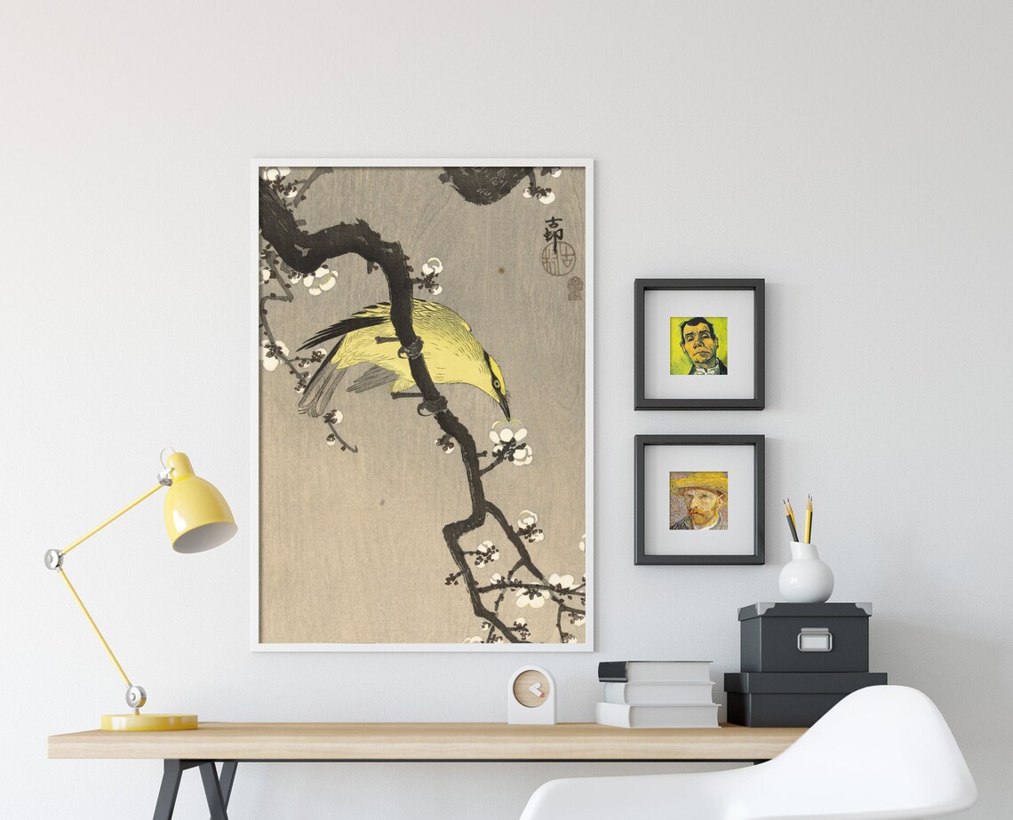 Ohara Koson Chinese Oriole on Plum Blossom Art Print - Image 4