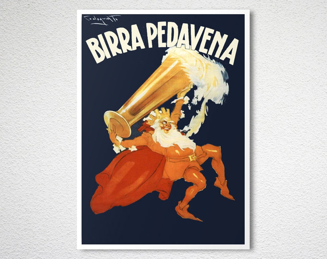 Birra Pedavena Red King Raising Beer Horn Vintage Cappiello Poster - Image 2
