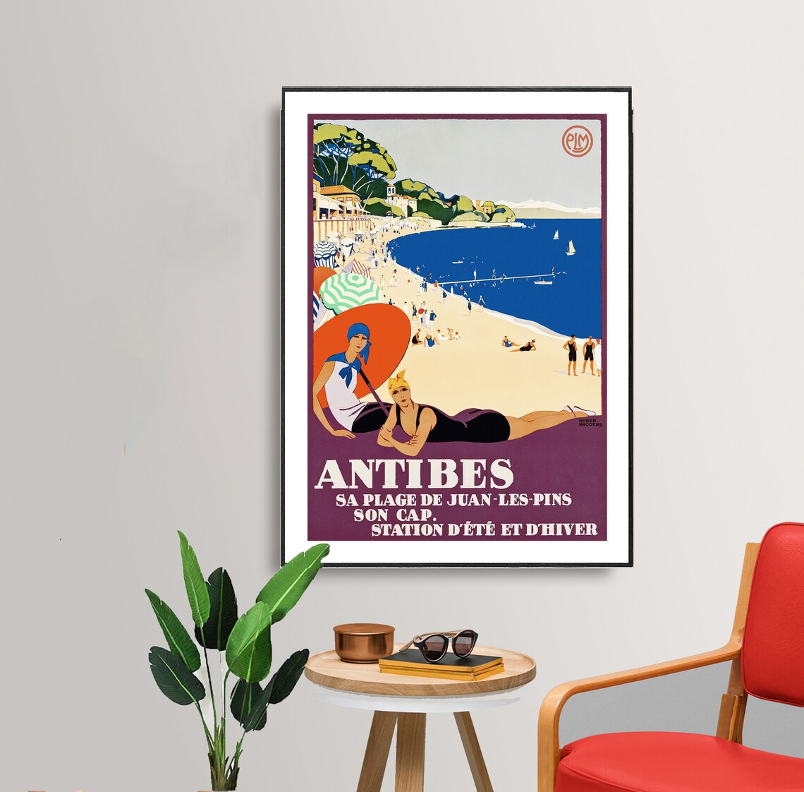 Antibes Juan les Pins French Riviera Vintage Beach Travel Poster - Image 2